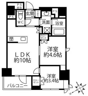 クリオラベルヴィ新富町【4階】の間取り