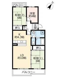 UR平城左京【4階】の間取り