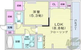レジデンスカープ札幌【13階】の間取り