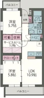 ソレイユK ドゥー【1階】の間取り