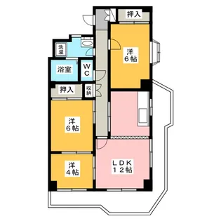 ユアサハイム鏡池【4階】の間取り