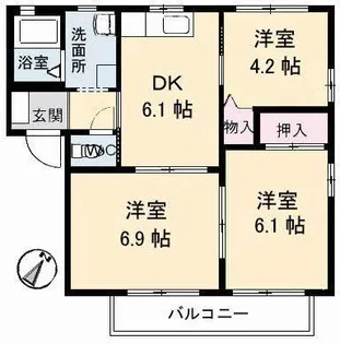 ヴィ・ラフィネ旗ケ崎 2号館【2階】の間取り