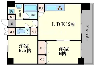 ブリリアン夕陽丘【9階】の間取り