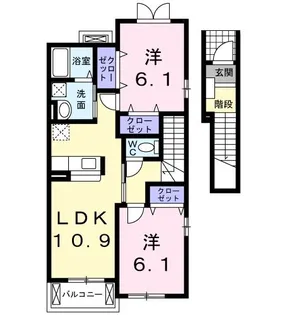 カーサ はぴねすB【2階】の間取り