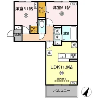 セジュールオッツ長嶺【1階】の間取り