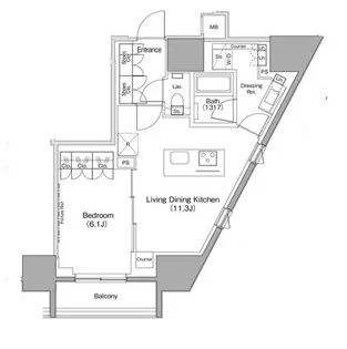 ザ・パークハビオ麻布十番【3階】の間取り