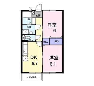 ウィンディアB【1階】の間取り
