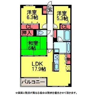 アパガーデンパレス成田622号室【6階】の間取り