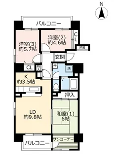 UR新木の花【9階】の間取り