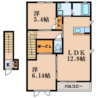 ヴィラフォンテA【2階】の間取り