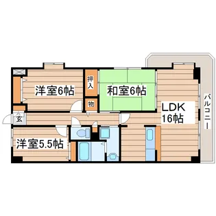 フラッツ富沢【6階】の間取り