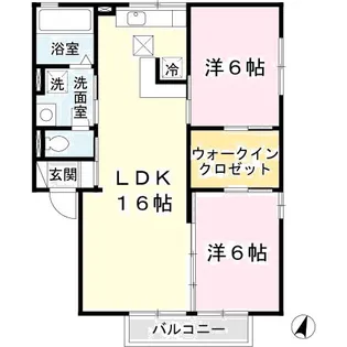 ガーデンコート車A棟【2階】の間取り