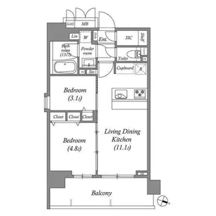 スプランディッド南千住DUE【8階】の間取り
