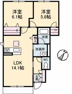 ビエリオコート下吉田【1階】の間取り