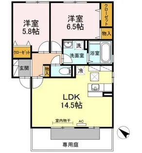 ヴァン・カルチェ B棟【1階】の間取り