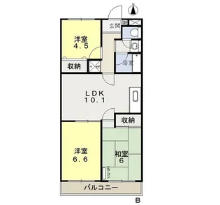 ヌーベル犬飼B【2階】の間取り