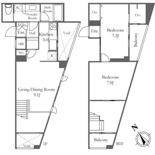 ミリアレジデンス乃木坂【1階】の間取り