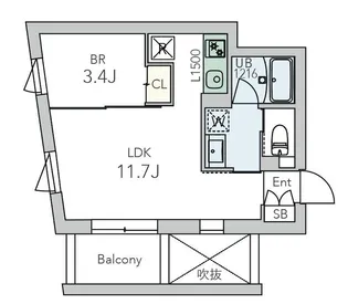 1LDKの間取り画像