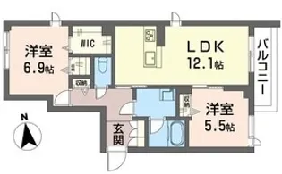 リュミエール ドゥー【1階】の間取り