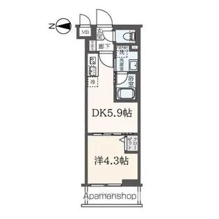 東京都新宿区新宿7【マンション】の間取り