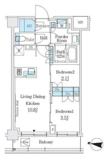 ジェイグランコート品川西大井ウエスト【4階】の間取り