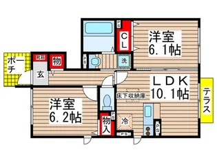 N・K・AガーデンB棟【1階】の間取り