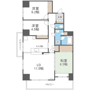 Kレジデンス山鼻【2階】の間取り