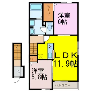 メルティングポット琴寄【2階】の間取り