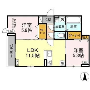 セレスティア北小岩III【2階】の間取り