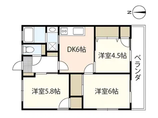 西マンション【3階】の間取り