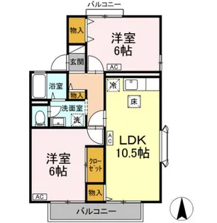ドミールK B棟【1階】の間取り