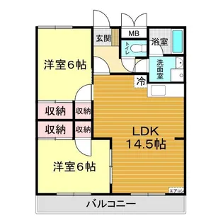 ワイズリバーB棟【1階】の間取り