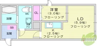 メリディアン国見駅前5番館【1階】の間取り