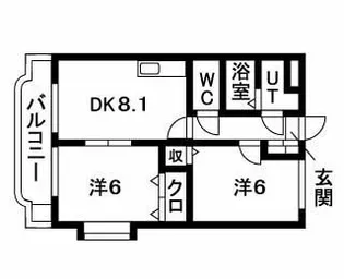 2DKの間取り画像