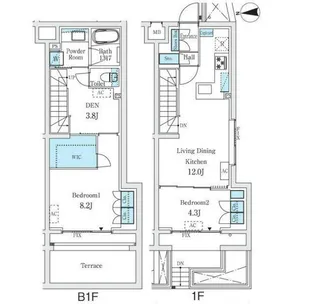 STANDZ柿の木坂【1階】の間取り