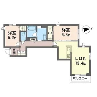 神奈川県川崎市中原区井田杉山町【マンション】の間取り