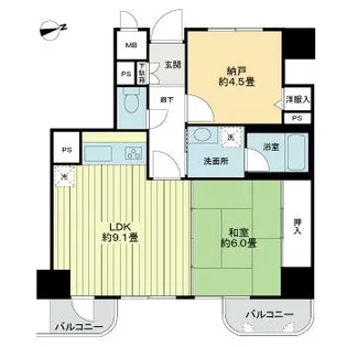 パークハイツ本町通【5階】の間取り