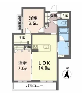2LDKの間取り画像
