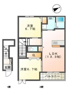 フォンターナII【2階】の間取り