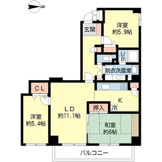 ヴィルヌーブ南越谷A棟【9階】の間取り