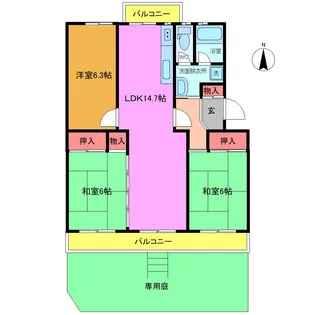 船橋二和グリーンハイツ【1階】の間取り