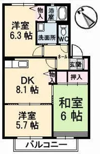 ディアスTANAKA C棟【2階】の間取り