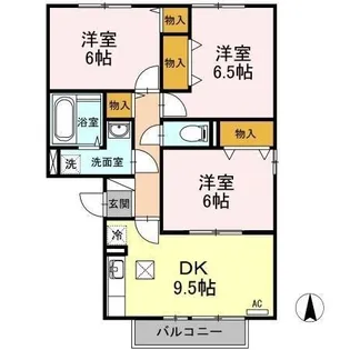 ハイツサンライズ B【2階】の間取り