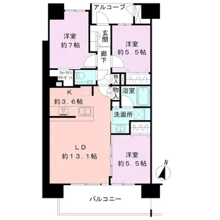 アーバンプレイス神道寺【5階】の間取り