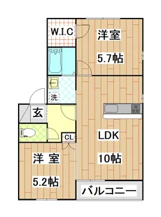 トウナイ A棟【2階】の間取り