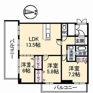 ヴィラージュ緑井【3階】の間取り