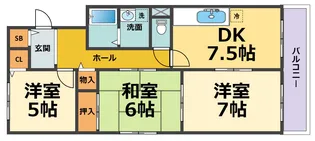 シェルコート南甲子園【2階】の間取り