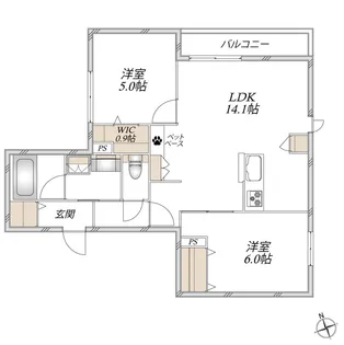 パウパーク南八幡【2階】の間取り