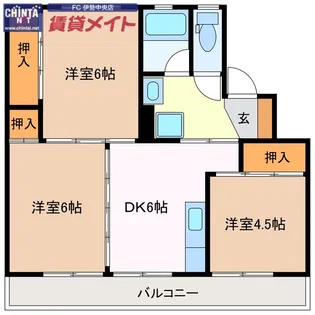 ビレッジハウス伊勢南部1号棟【3階】の間取り