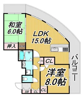 フェスタ立花南館イースト【23階】の間取り